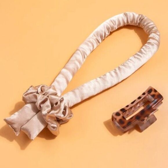 HEATLESS SILK CHAMPAGNE CURLING FLEXI ROD, CLIP, & SCRUNCHIE SET - Picture 2 of 12